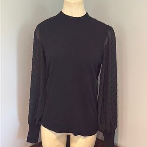 CeCe Mock Neck Sheer Sleeve Sweater Size XS